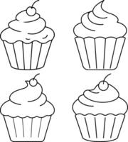 Set Of A Cupcake With Frosting vector