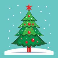 Festive Evergreen Tree Adorned with Baubles vector