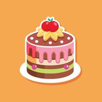 Chocolate Layer Cake with Colorful Decorations vector