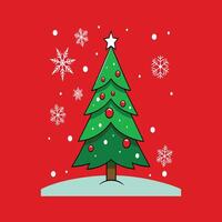 Classic Christmas Tree with Snow and Ornaments vector