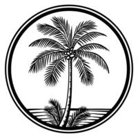 Palm tree in a circle illustration vector