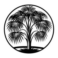 A black and white palm tree in a circle vector