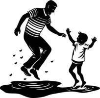 A man and a child jumping in the water vector