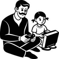 Father and daughter playing games vector