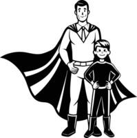 Superhero father and son clip art vector