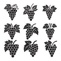 Bunch of grapes with leaf flat icon for food apps and websites vector