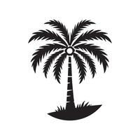 Black single palm tree silhouette icon isolated. Silhouette palm tree icon design isolated vector
