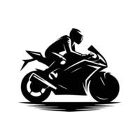 Racing logo, with the symbol fo a speeding motorbike, monochrome style, black and white, flat, simple, no gradient vector