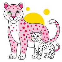 A cartoon leopard and her cub vector