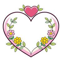 Heart with flowers and leaves vector