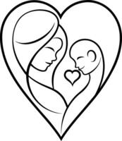 Mother and child in heart shape vector