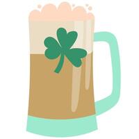 St. Patrick Day beer mug with clover. St. Patrick's Day. Ireland Feast day. vector