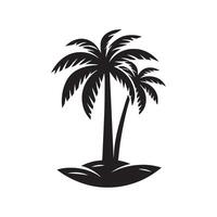 Black single palm tree silhouette icon isolated. Silhouette palm tree icon design isolated on white background. vector