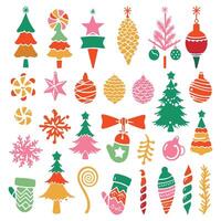 Set of hand draw christmas ornaments. Christmas tree toy. vector