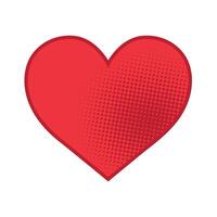 red heart icon with color halftone. Heart icon in pop art style vector