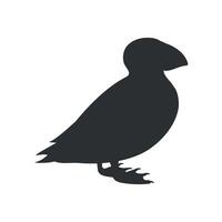 Atlantic puffin bird silhouette in profile view isolated on white background vector