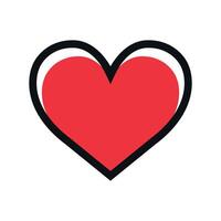 Outline red color filled heart icon isolated on white background vector