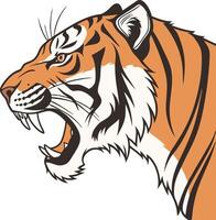 a tiger head with its mouth open vector