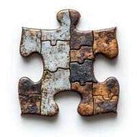 puzzle isolated on white background with shadow. puzzle piece top view. Single puzzle piece with clean edges and interlocking tabs, ideal for educational designs and problem-solving photo