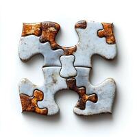 puzzle isolated on white background with shadow. puzzle piece top view. Single puzzle piece with clean edges and interlocking tabs, ideal for educational designs and problem-solving photo