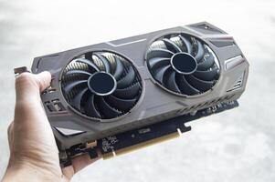 Top view of graphics card, computer parts photo