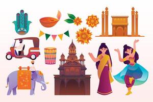Travel to India elements in gradient style vector