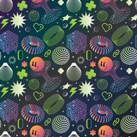 Acid aesthetic pattern in gradient style vector