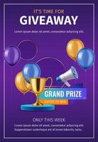 Giveaway winners banner in realistic style vector