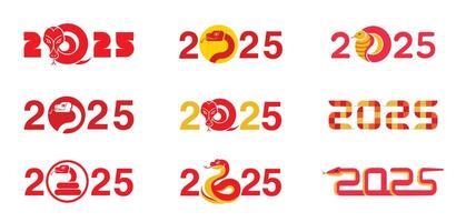 icon set, logo design, typography, chinese new year, year of the snake 2025 vector