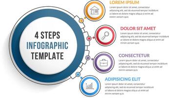 Infographic template with four steps or options, workflow, process diagram vector