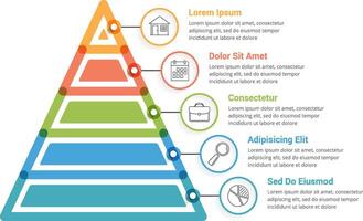 Pyramid infographic template with five elements vector