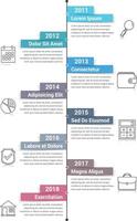 Vertical timeline infographics template, workflow or process diagram vector