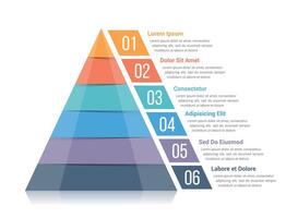 Pyramid infographic template with six elements vector