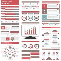 Infographic elements for presentations and reports - timelines, graphs, charts, diagrams, flowchart, workflow, steps, options, percents, speech bubbles, statistics vector