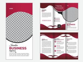 Brochure template design, corporate business layout, red and white color scheme vector