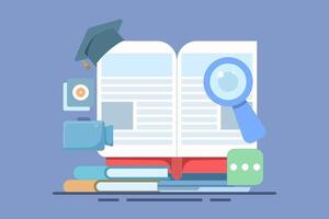 Online education concept, Online courses, Digital learning process, Distance learning, Online certification courses. Study at home with computer. illustration on background. vector