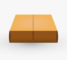 Cardboard box illustration. Simple closed shipping box in a realistic 3D style with a minimal light background, perfect for delivery or packaging concepts vector