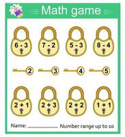 Math activity for kid. Developing numeracy skills. Number range up to 10. illustration vector