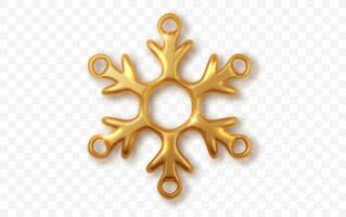 Luxury golden snowflake isolated. Circle snowflake. Christmas decorative ornament realistic 3d . vector