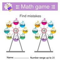 Printable worksheet. Number range up to 20. vector