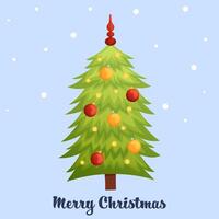 Happy holidays card with xmas tree and snowflakes vector