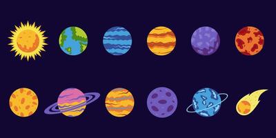 Solar system planet infographic. Space galaxy planets sun, mercury, venus, earth, mars, jupiter, saturn, uranus, neptune. Astronomy infographics. vector