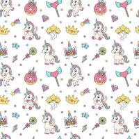 Unicorn seamless pattern. Seamless pattern with magic elements and unicorns. vector