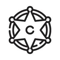 sheriff Line Icon White Background vector