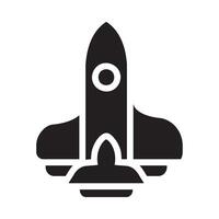 spaceship Glyph Icon White Background vector