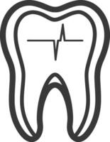 A tooth with a heartbeat line icon vector