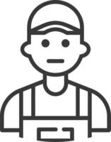 A man in overalls with a hat on his head vector