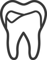 A tooth with a broken tooth in the middle vector