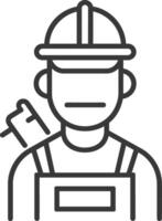 A man in overalls holding a hammer vector