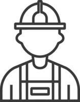 A man in a hard hat and overalls icon vector